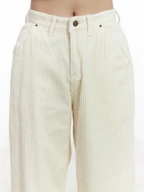 H&M Cream Wide-Leg Corduroy Pants